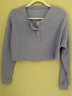 Aeropostale lavender waffle knit crop top, medium, snaps